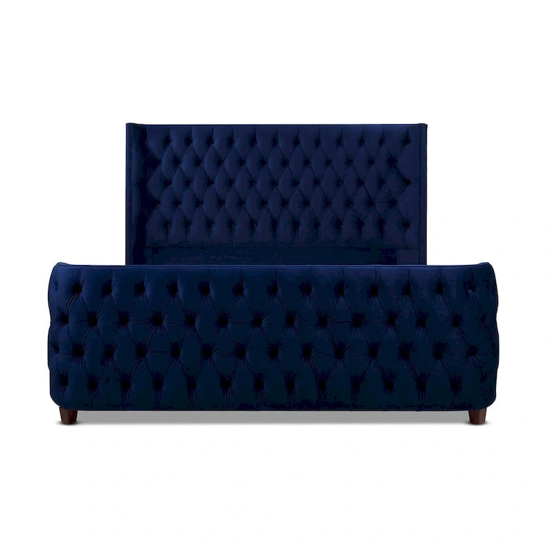 Ensemble de lit capitonné en velours avec tête de lit à panneaux latéraux