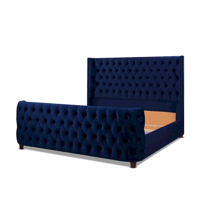 Ensemble de lit capitonné en velours avec tête de lit à panneaux latéraux