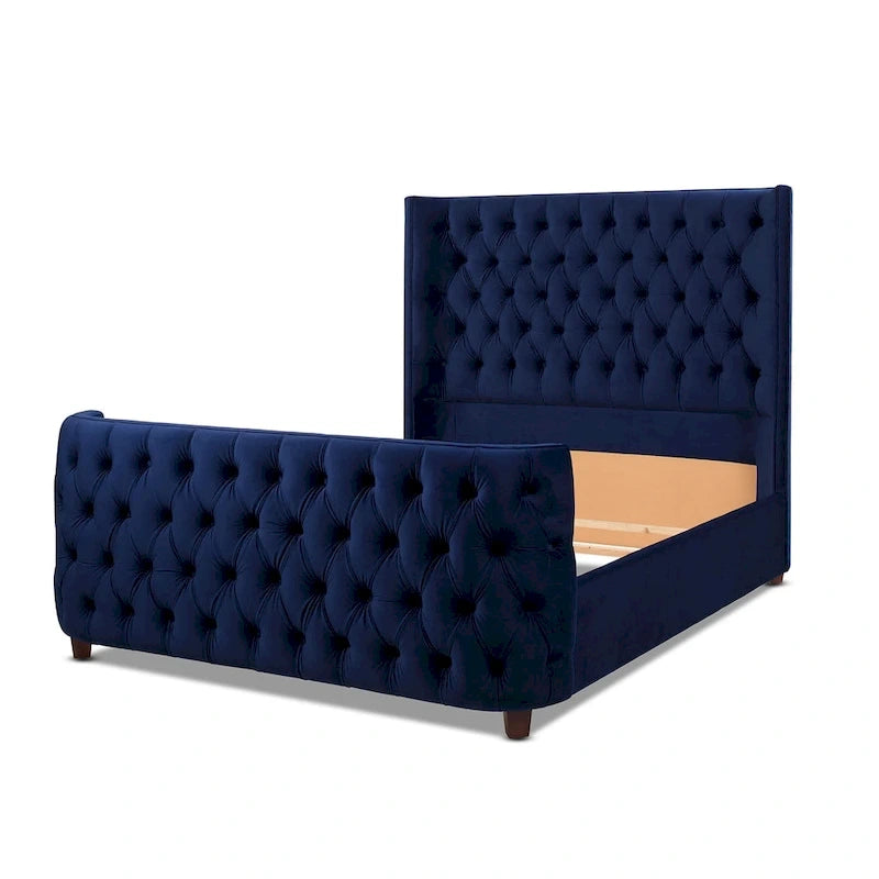 Ensemble de lit capitonné en velours avec tête de lit à panneaux latéraux