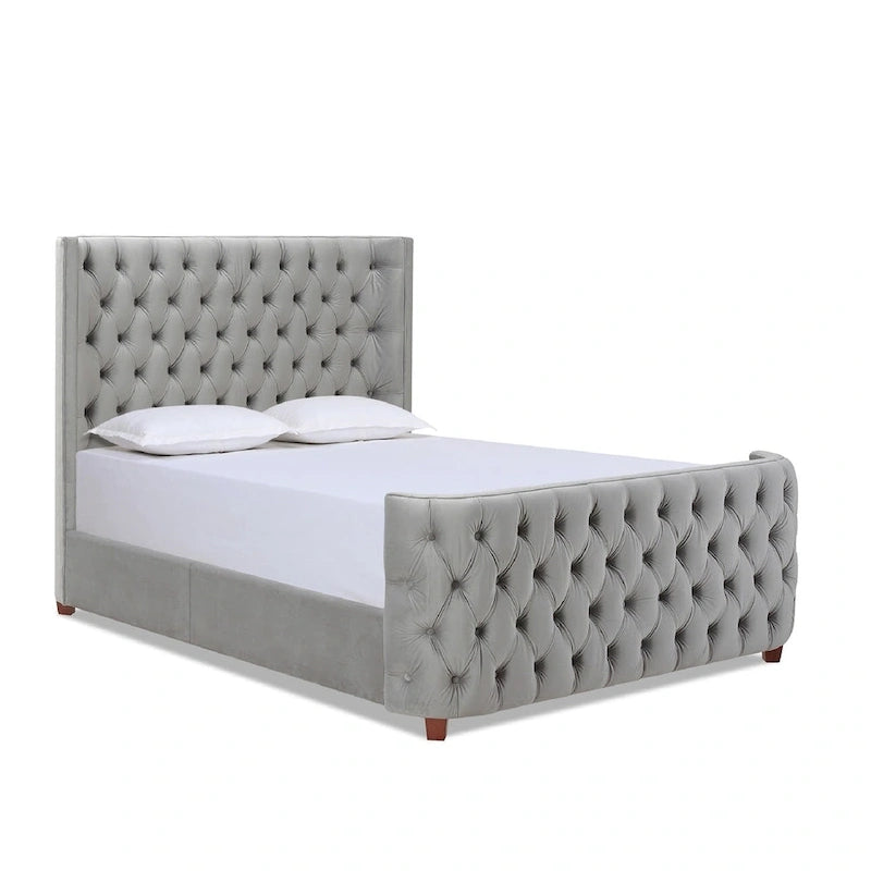 Ensemble de lit capitonné en velours avec tête de lit à panneaux latéraux