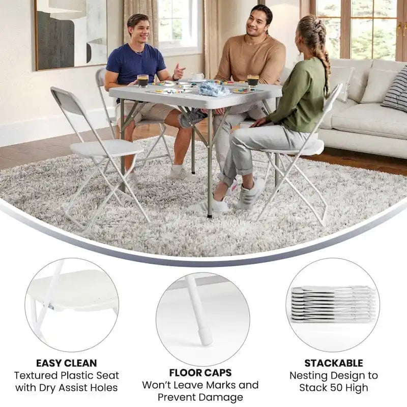 Chaise pliante en plastique – Capacité de 295 kg – Chaise événementielle