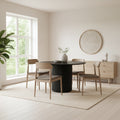 Black Round Dining Table, MDF handcraft Pedestal Dining Room Table