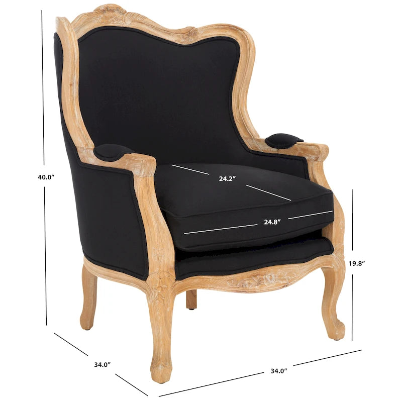 Fauteuil à oreilles Couture en lin naturel - 34La x 34P x 40H