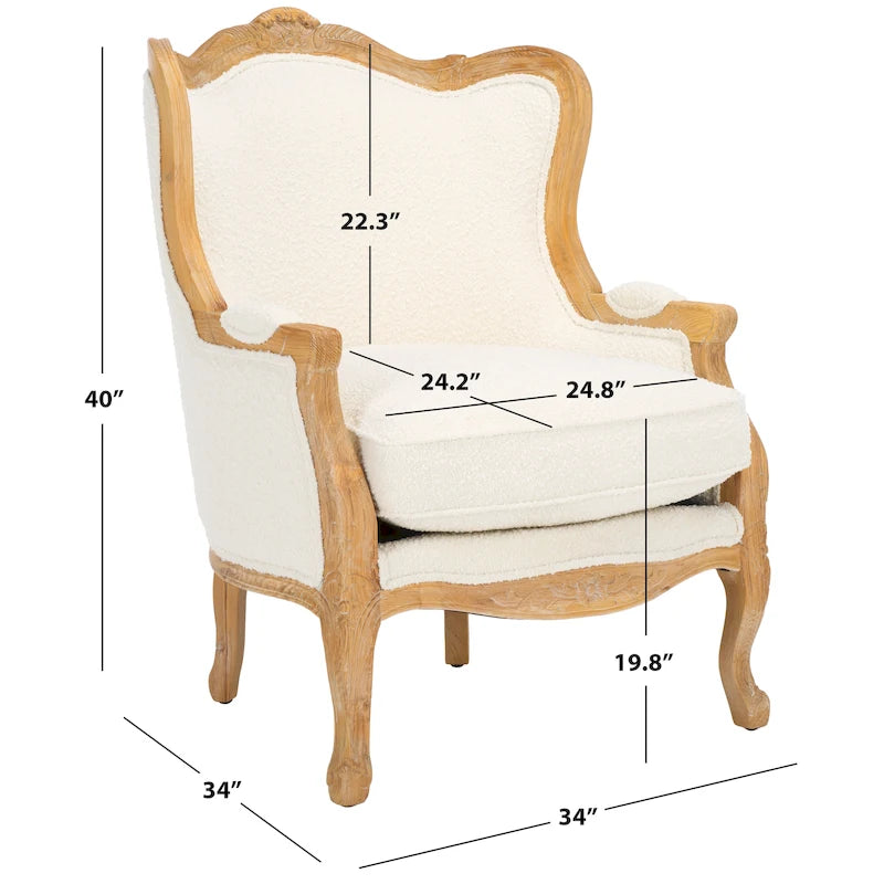 Fauteuil à oreilles Couture en lin naturel - 34La x 34P x 40H