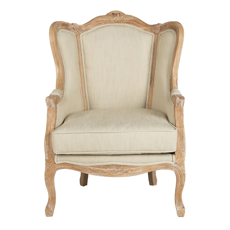 Fauteuil à oreilles Couture en lin naturel - 34La x 34P x 40H