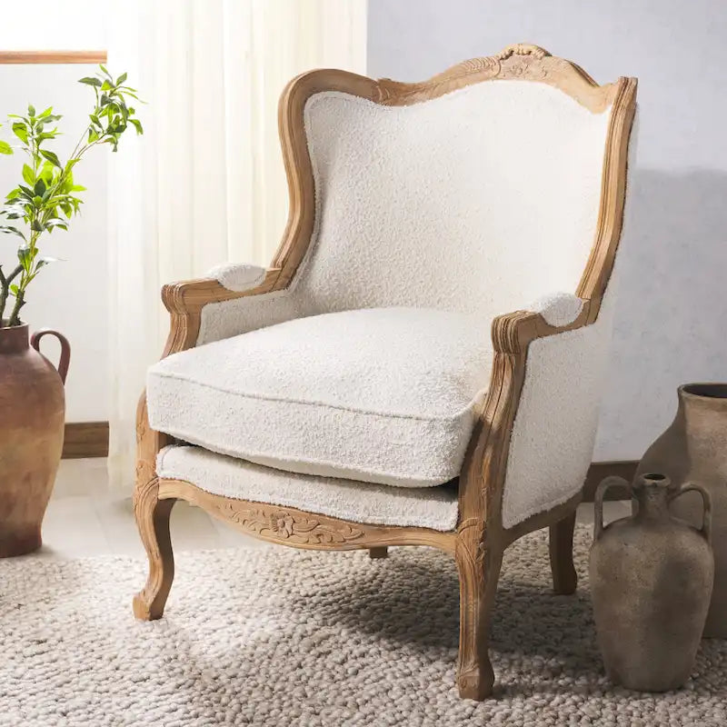 Fauteuil à oreilles Couture en lin naturel - 34La x 34P x 40H