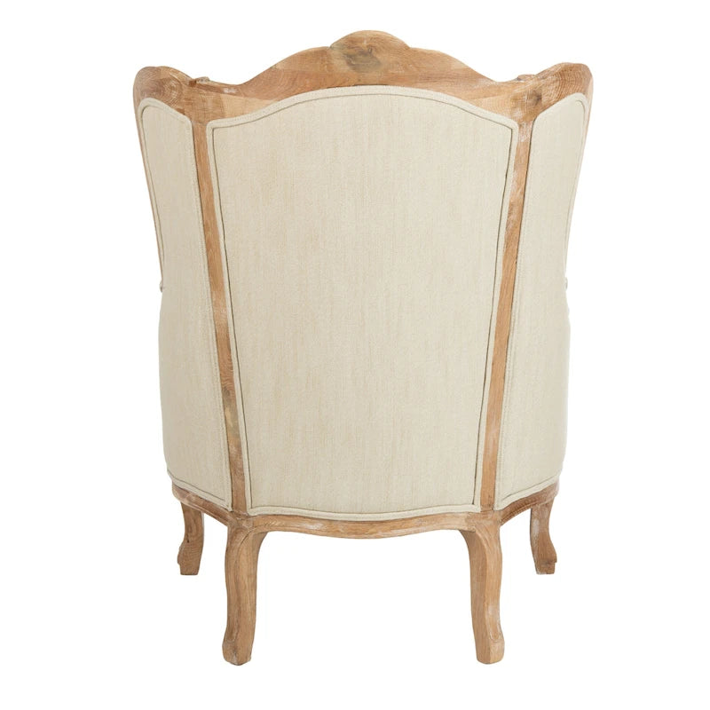 Fauteuil à oreilles Couture en lin naturel - 34La x 34P x 40H