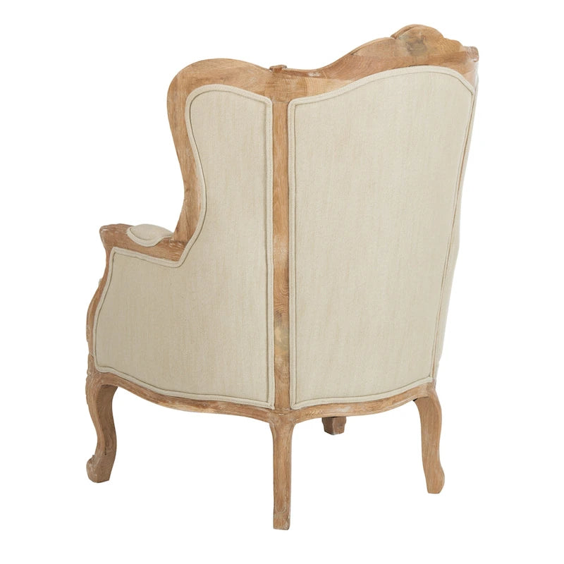 Fauteuil à oreilles Couture en lin naturel - 34La x 34P x 40H