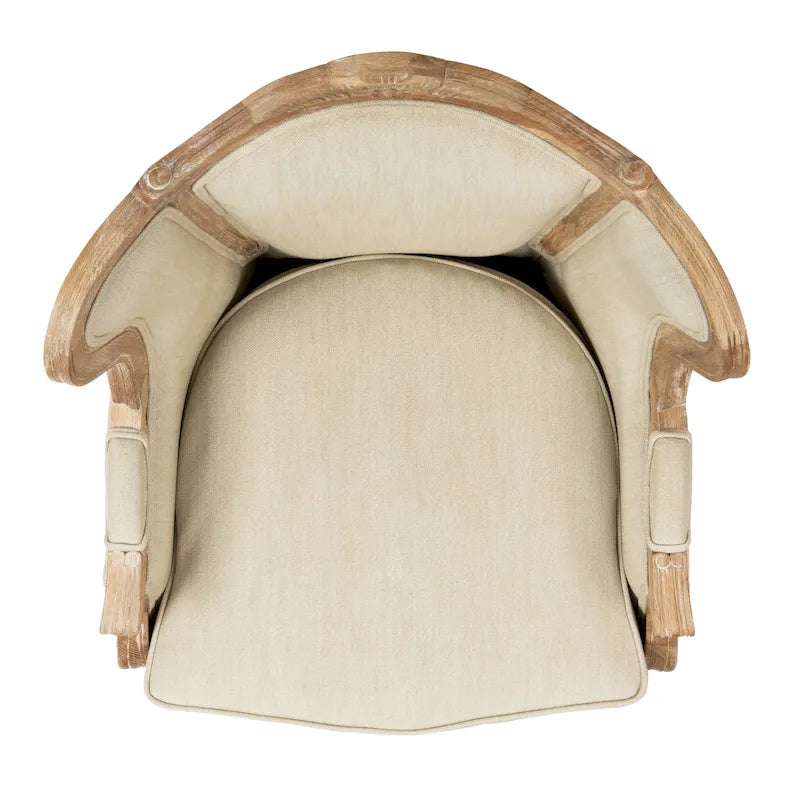 Fauteuil à oreilles Couture en lin naturel - 34La x 34P x 40H