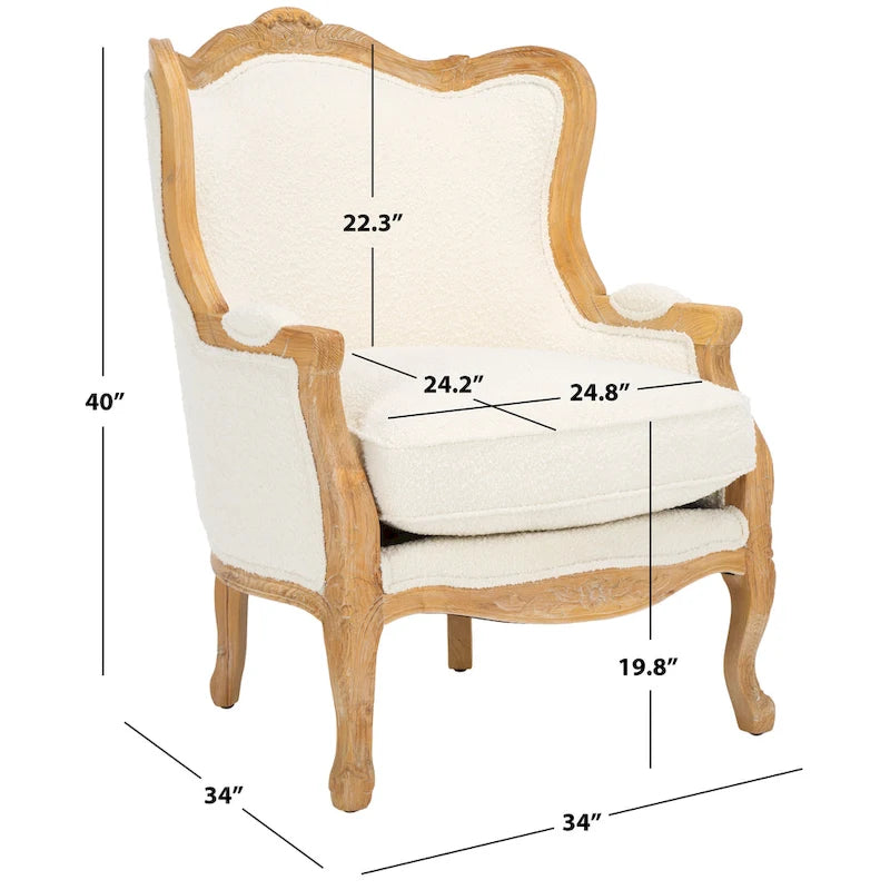 Fauteuil à oreilles Couture en lin naturel - 34La x 34P x 40H