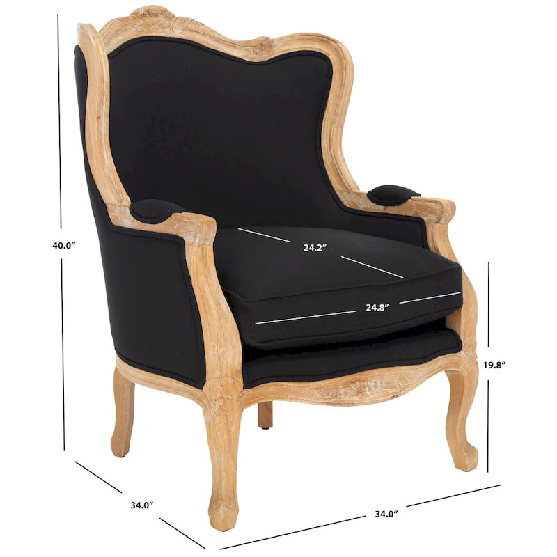 Fauteuil à oreilles Couture en lin naturel - 34La x 34P x 40H