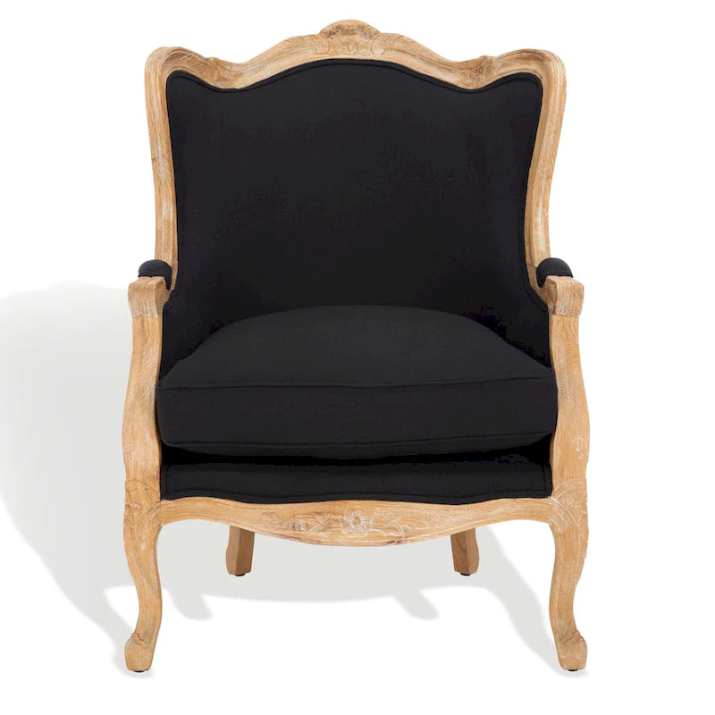 Fauteuil à oreilles Couture en lin naturel - 34La x 34P x 40H