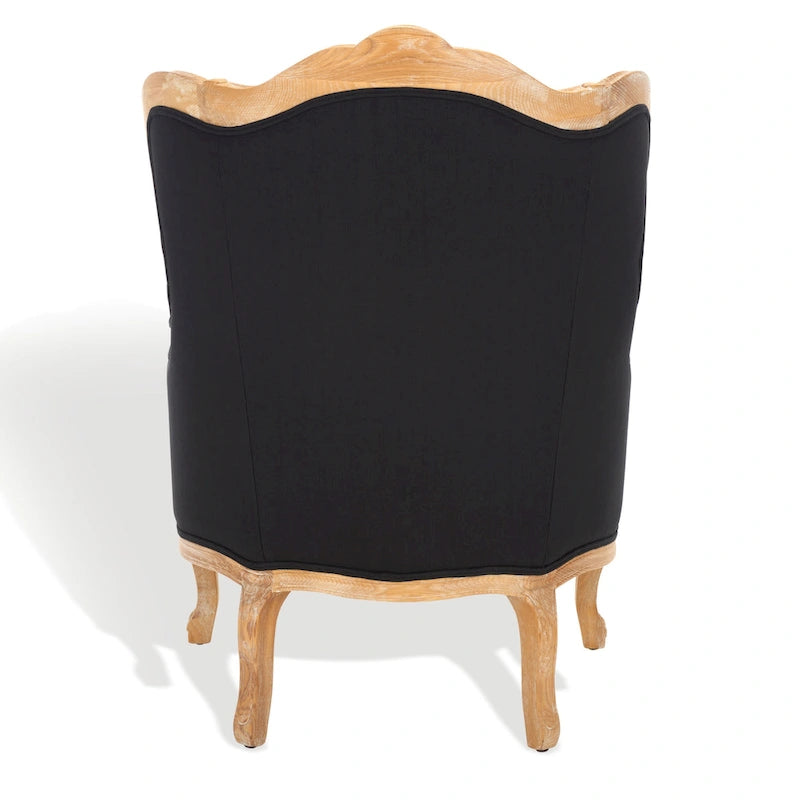 Fauteuil à oreilles Couture en lin naturel - 34La x 34P x 40H