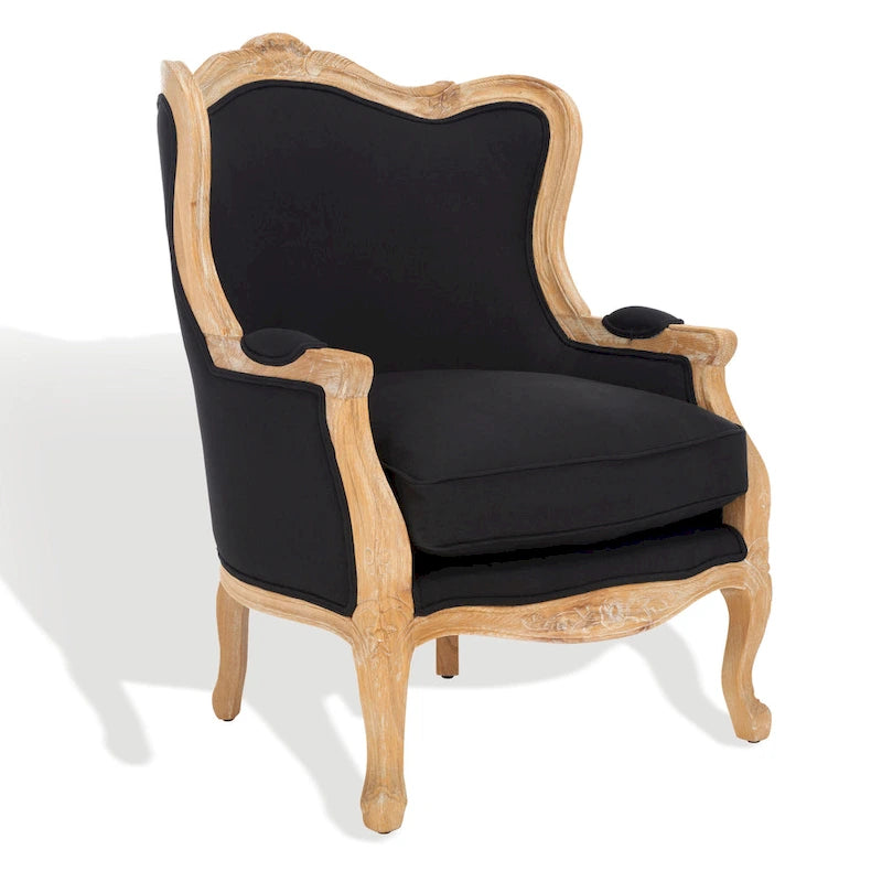 Fauteuil à oreilles Couture en lin naturel - 34La x 34P x 40H