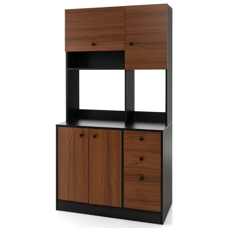 Garde-manger de cuisine de 180 cm avec 3 armoires de rangement et 3 tiroirs profonds