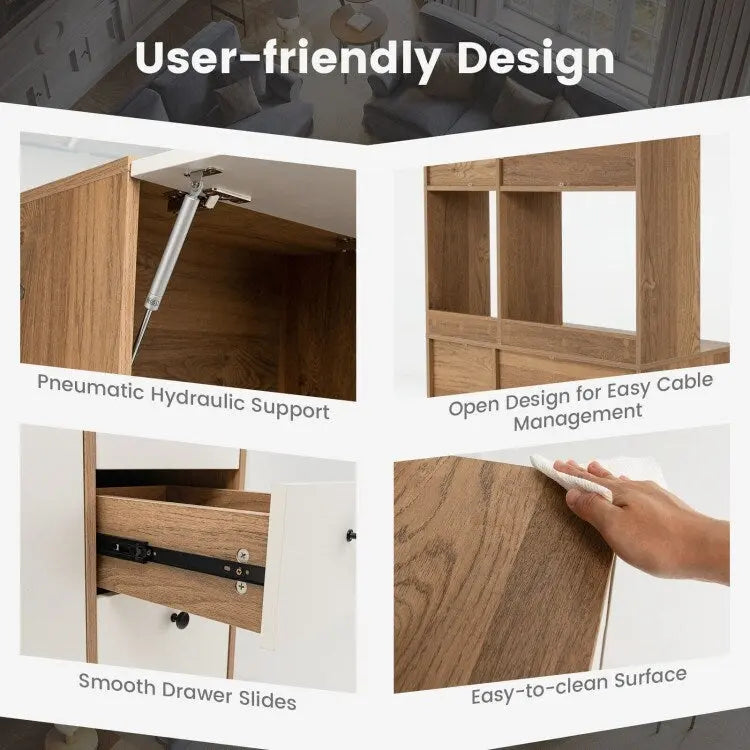 Garde-manger de cuisine de 180 cm avec 3 armoires de rangement et 3 tiroirs profonds
