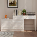 White Dresser & Vanity Combo Spacious Storage with Chic Crystal Knobs