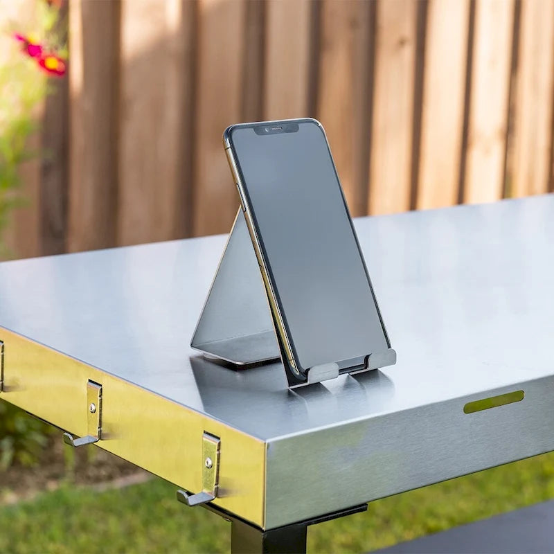 Chariot de préparation de barbecue d'extérieur en acier inoxydable avec double étagère