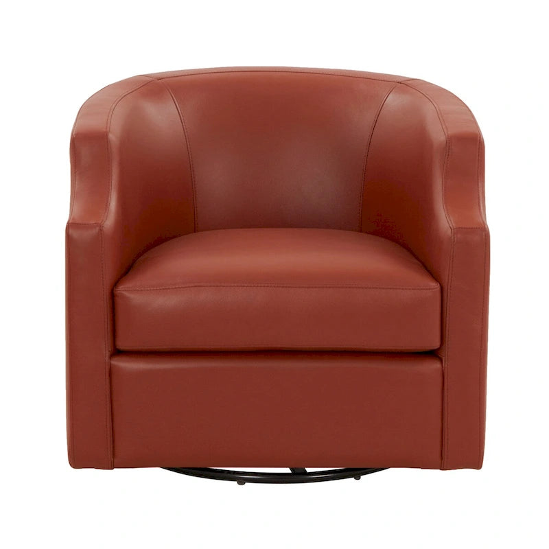 Fauteuil à oreilles pivotant et coulissant en cuir pleine fleur bleu nuit par
