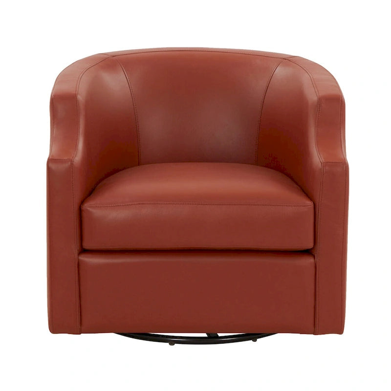 Fauteuil à oreilles pivotant et coulissant en cuir pleine fleur bleu nuit par