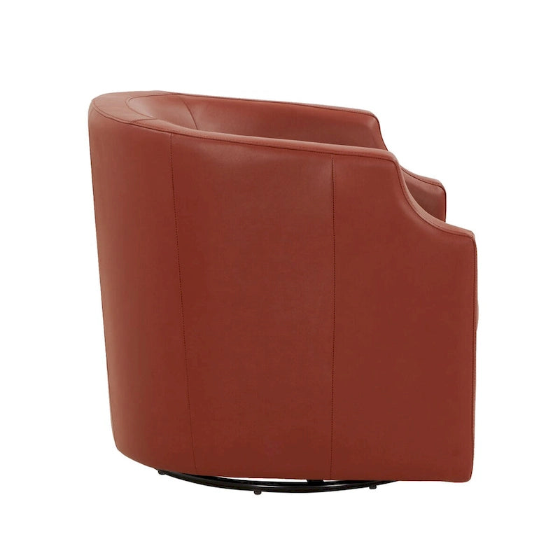 Fauteuil à oreilles pivotant et coulissant en cuir pleine fleur bleu nuit par