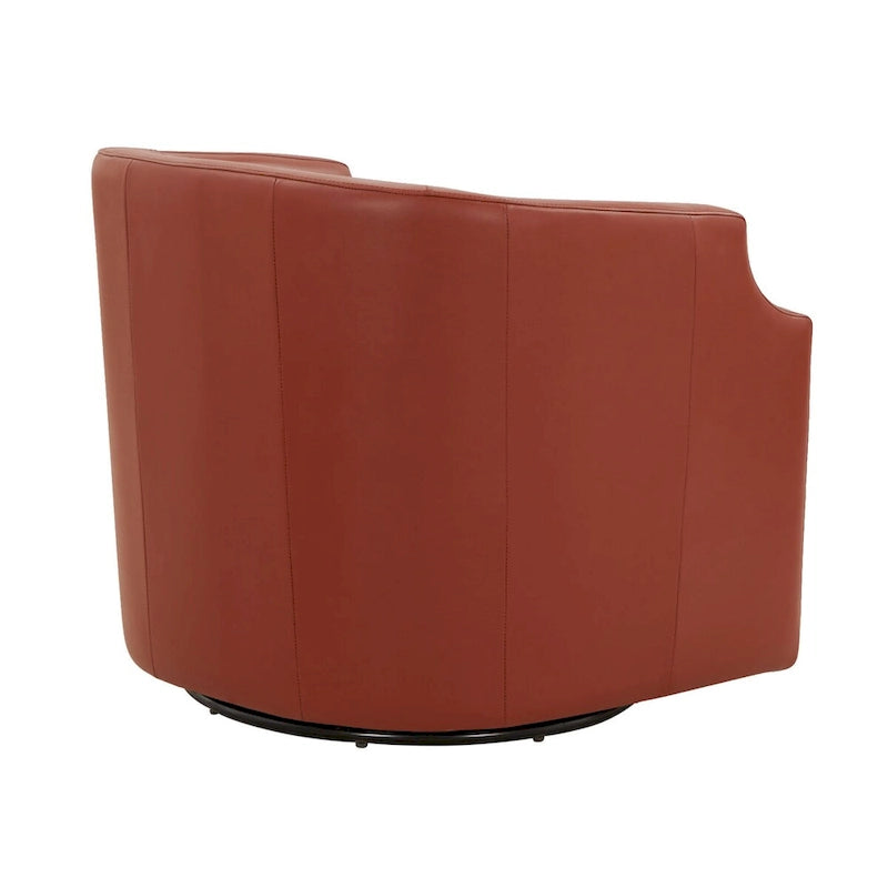 Fauteuil à oreilles pivotant et coulissant en cuir pleine fleur bleu nuit par