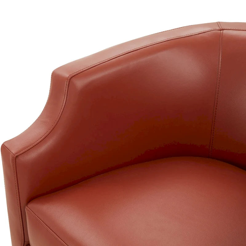Fauteuil à oreilles pivotant et coulissant en cuir pleine fleur bleu nuit par