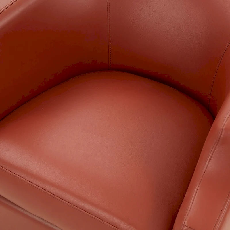 Fauteuil à oreilles pivotant et coulissant en cuir pleine fleur bleu nuit par