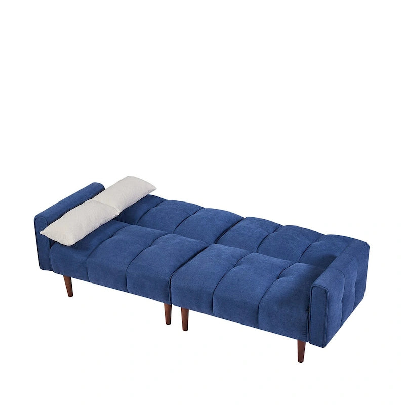 Canapé-lit futon convertible, canapé-lit ajustable, canapé-lit futon moderne en tissu de lin avec 2 oreillers