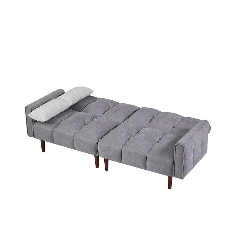 Canapé-lit futon convertible, canapé-lit ajustable, canapé-lit futon moderne en tissu de lin avec 2 oreillers