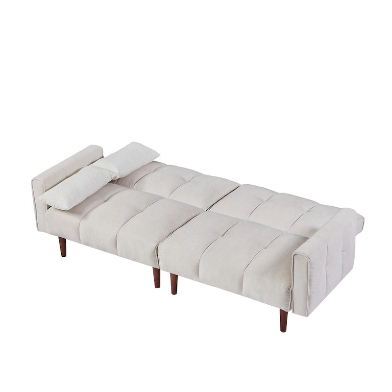 Canapé-lit futon convertible, canapé-lit ajustable, canapé-lit futon moderne en tissu de lin avec 2 oreillers