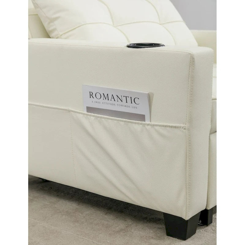 Fauteuil Lit Futon Convertible Fauteuil 3-en-1 Fauteuils Lits avec Ports USB