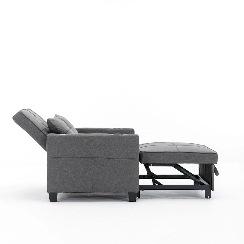 Fauteuil Lit Futon Convertible Fauteuil 3-en-1 Fauteuils Lits avec Ports USB