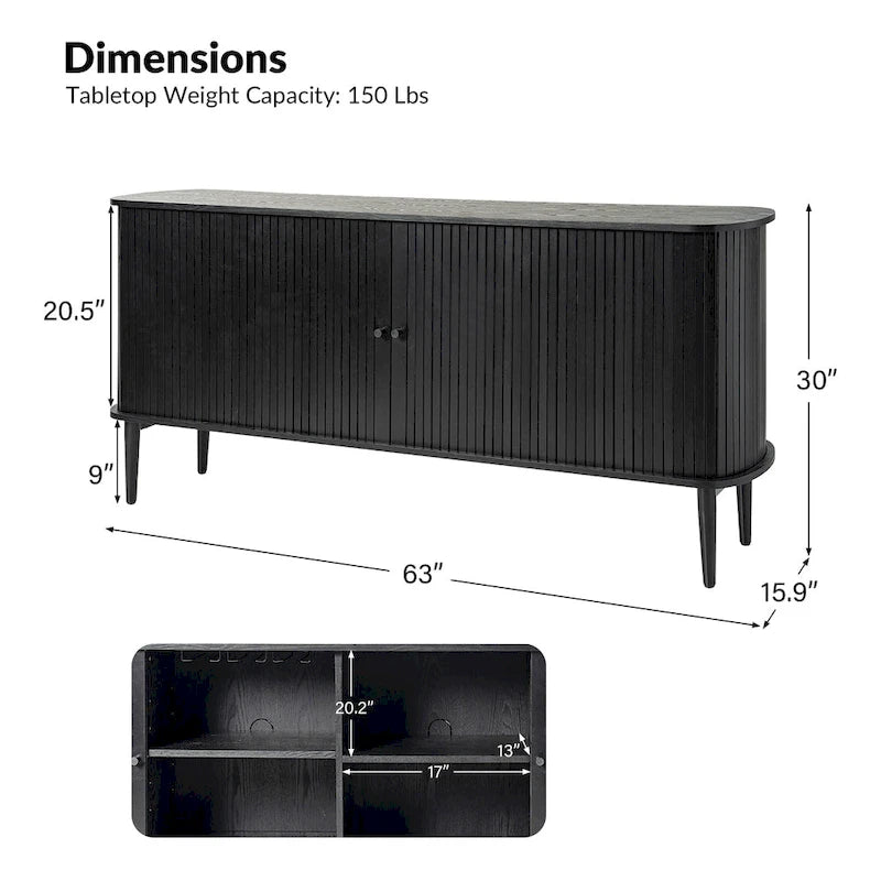 Enfilade de 160 cm de large avec étagère réglable par
