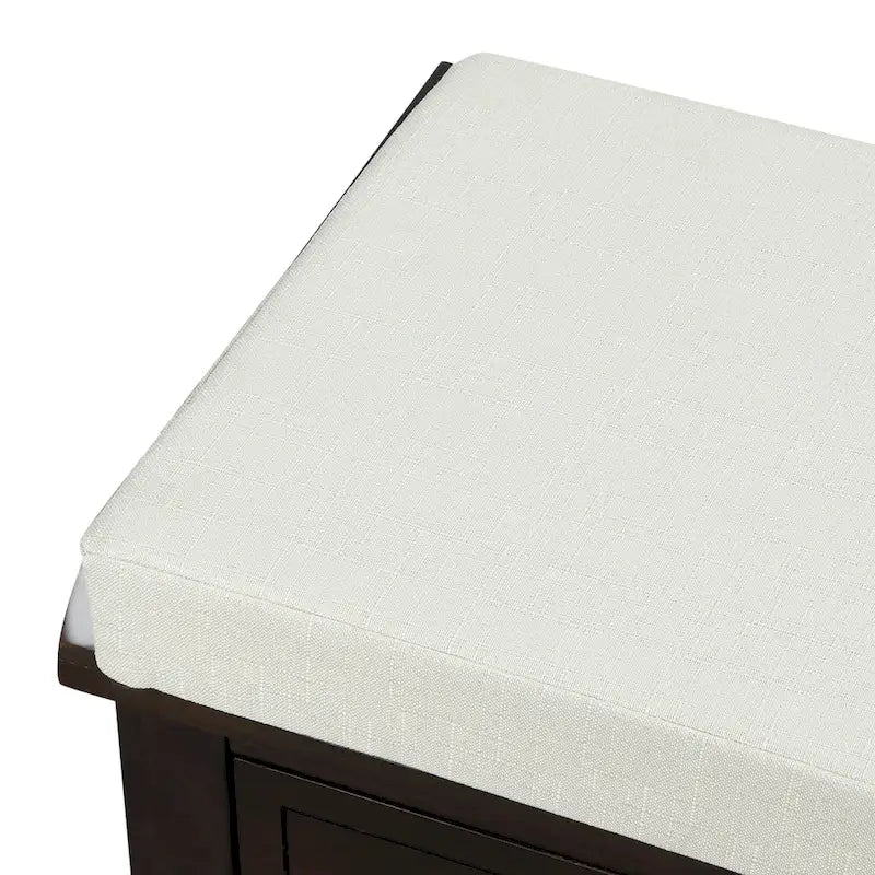 Banc de rangement rustique avec 3 tiroirs et 3 paniers en rotin, banc à chaussures pour salon, entrée