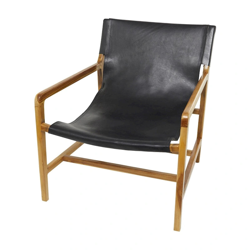 Fauteuil d'appoint de salon en cuir avec accoudoirs - Marron ou noir