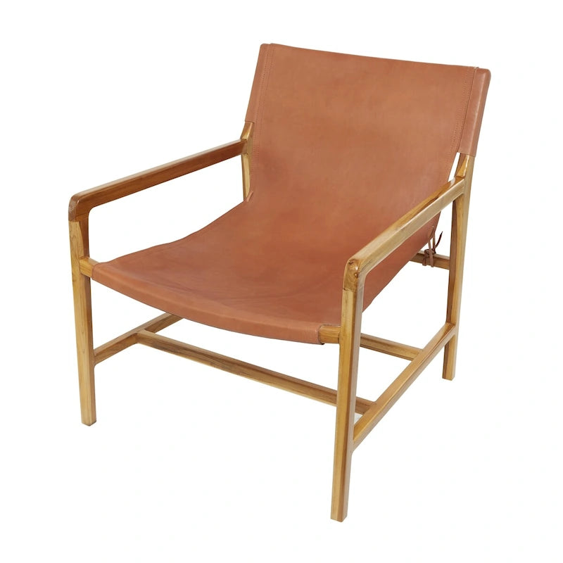Fauteuil d'appoint de salon en cuir avec accoudoirs - Marron ou noir
