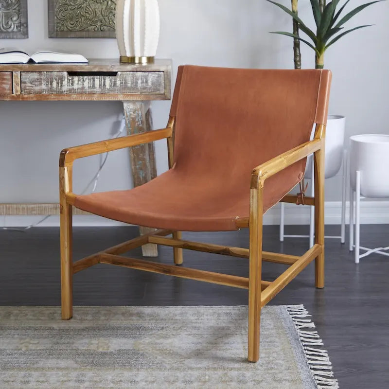 Fauteuil d'appoint de salon en cuir avec accoudoirs - Marron ou noir