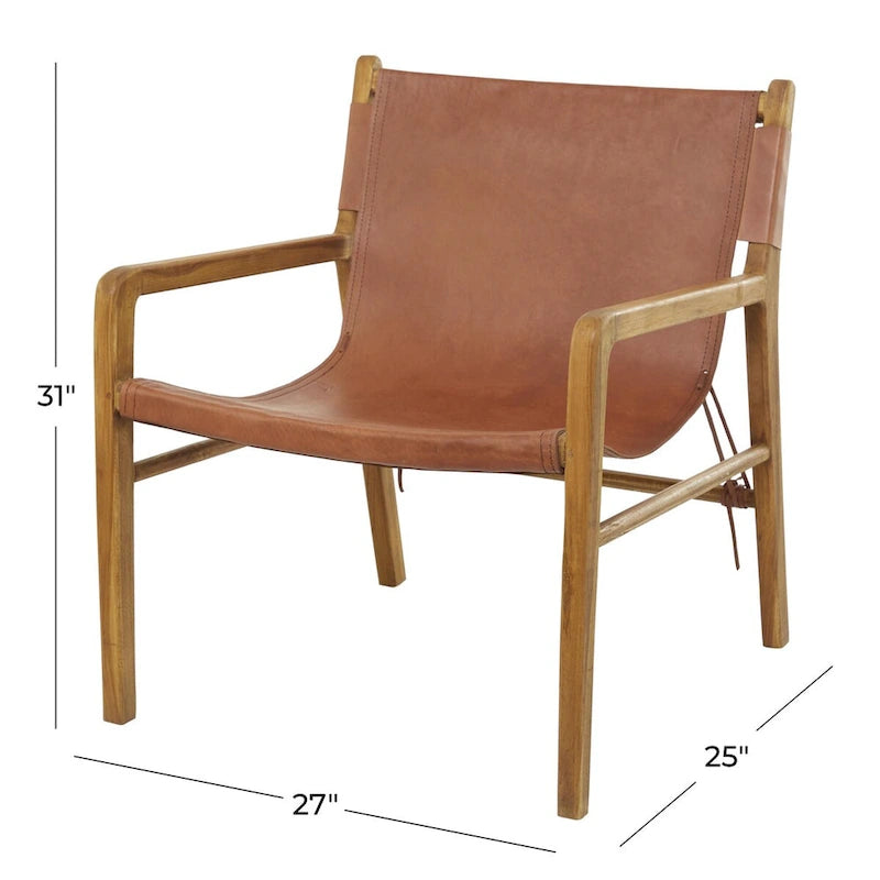 Fauteuil d'appoint de salon en cuir avec accoudoirs - Marron ou noir