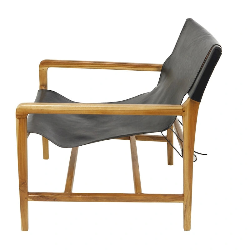 Fauteuil d'appoint de salon en cuir avec accoudoirs - Marron ou noir