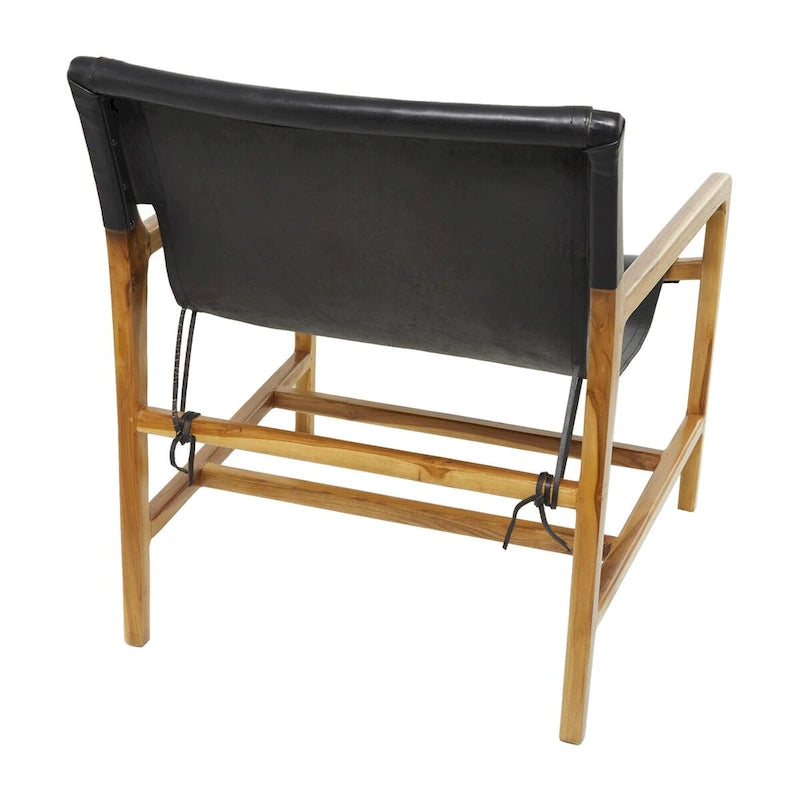Fauteuil d'appoint de salon en cuir avec accoudoirs - Marron ou noir