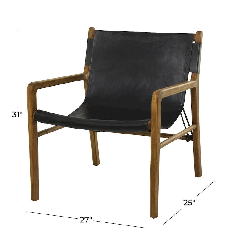 Fauteuil d'appoint de salon en cuir avec accoudoirs - Marron ou noir